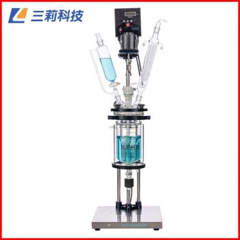 S212-5L雙層玻璃反應(yīng)釜 噴四氟防腐5升雙層玻璃反應(yīng)器