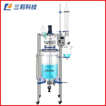 S212-80L雙層玻璃反應(yīng)釜 臥式冷凝器80升玻璃反應(yīng)器