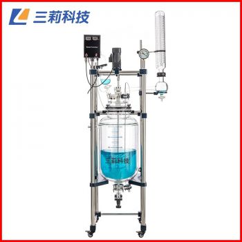 S212-50L雙層玻璃反應(yīng)釜	防爆電機(jī)50升玻璃反應(yīng)器